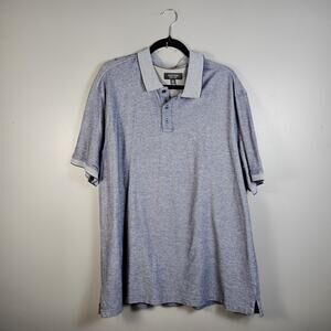 Nordstrom Men’s Shop Polo XXL Blue Gray‎ Textured Knit Cotton Blend Short Sleeve